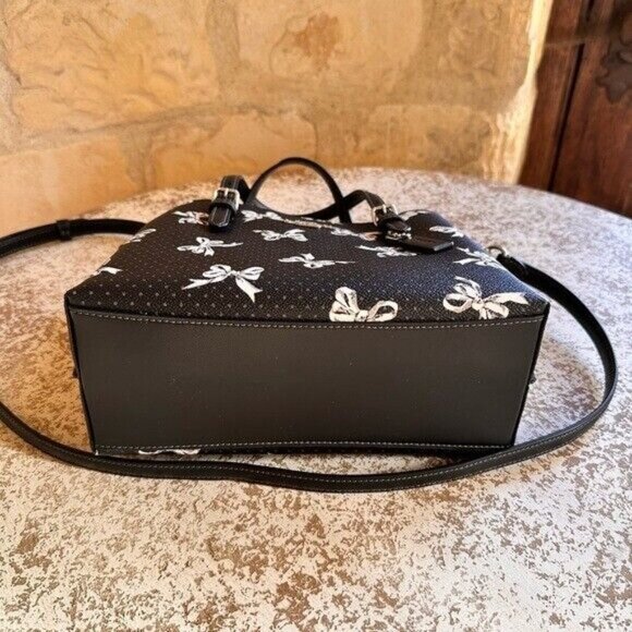 Coach Bow Black&White leather Mollie 25 handbag crossbody satchel NWT Authentic - Picture 6 of 8